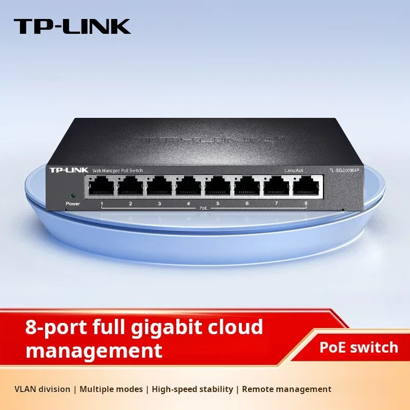 TP-LINK TL-SG2008MP 8-portowy gigabitowy przełącznik sieciowy PoE z Ethernetem 10/100/1000Mbps i obsługą IEEE 802.3af/at