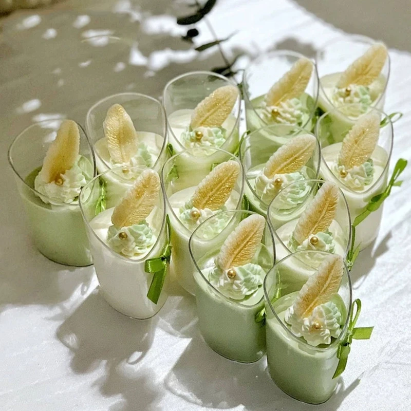 10pcs Dessert Cups Mini Clear Plastic Reusable Tasting Party Desserts Appetizers Mousse Jelly Yogurt Baking Serving Salads Bowl