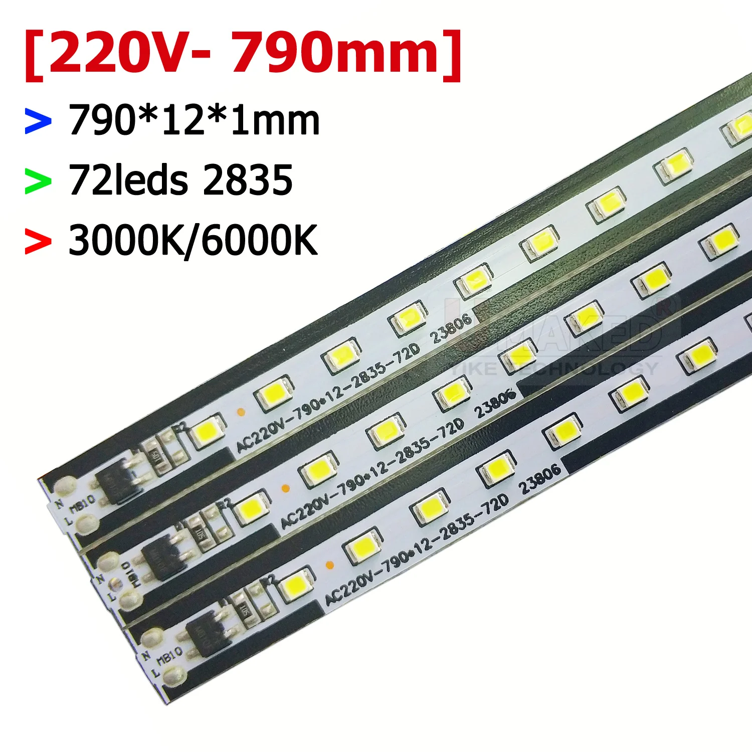 50/100pcs 79cm LED PCB Lights AC220V SMD2835 Warm white/ White Kitchen Under Cabinet Hard Strip Lamp led rigid bar light diy