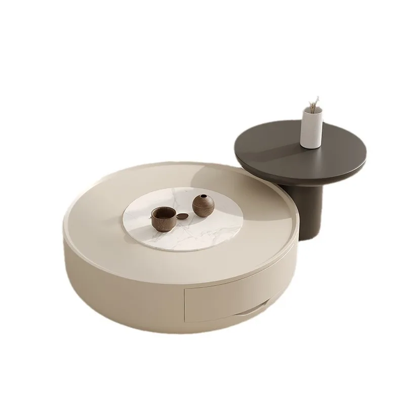 

French cream style coffee table living room luxury large and small apartment round tea table Internet celebrity ins