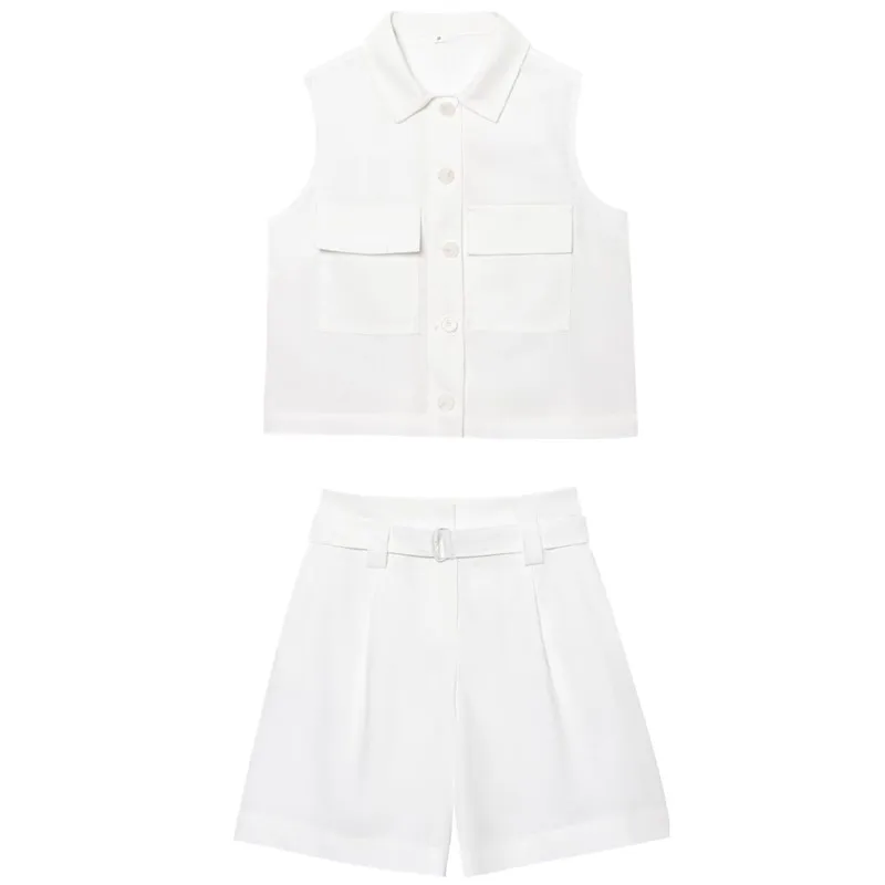 matte Sommer Neue Ankunft frauen Weste Tank Top Umlegekragen Svel mit Patch ket Faionable 2025