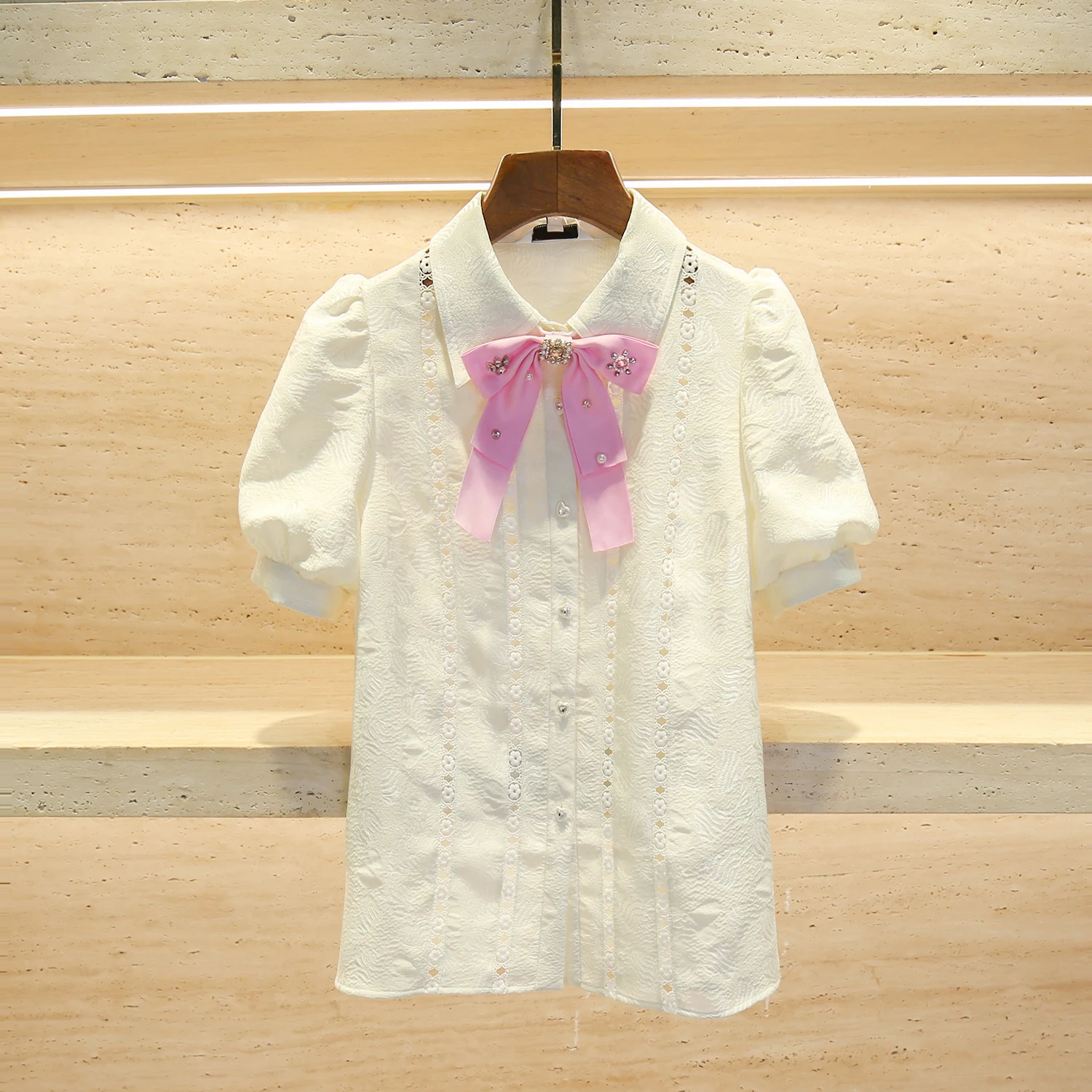 

Sweet Young French Sle Bubble Sve irt Women's Top Casual Sle South Oil High End Summer Faion Ladies' Blouse