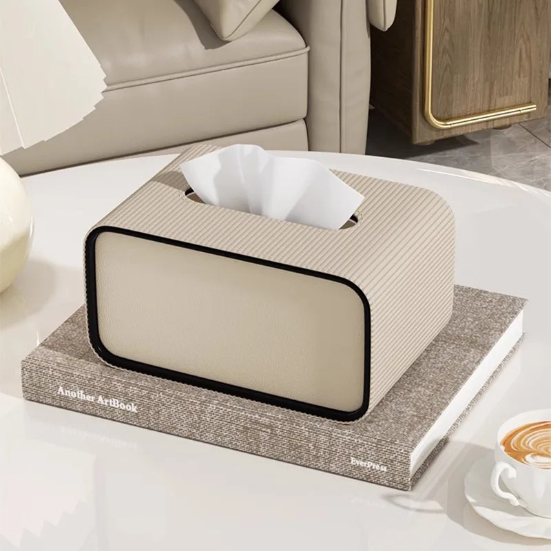 

Luxury High Quality Paper Box Light Luxury High-end Living Room Creative Oval Leather Tissue Box Bedroom Desktop Napkin Storage