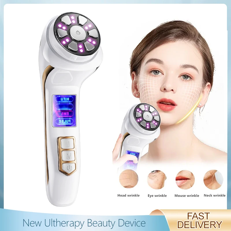 Mini HIFU Ultrasonic Massager EMS Micro Current Facial Lifting, Firming, Anti Wrinkle Skincare Multi Functional Beauty Device