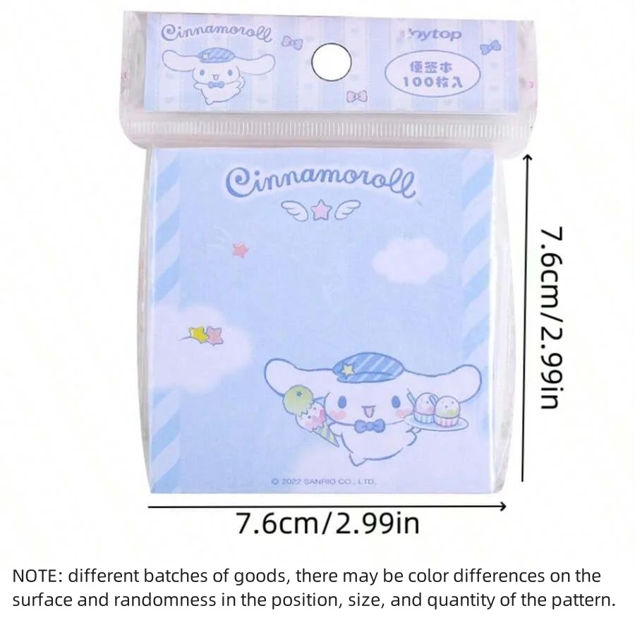 100pcs Sanrio My Melody Kuromi Cinnamoroll Character Themed Sticky Note Bundle - Cute Self-Adhesive Memo Pads