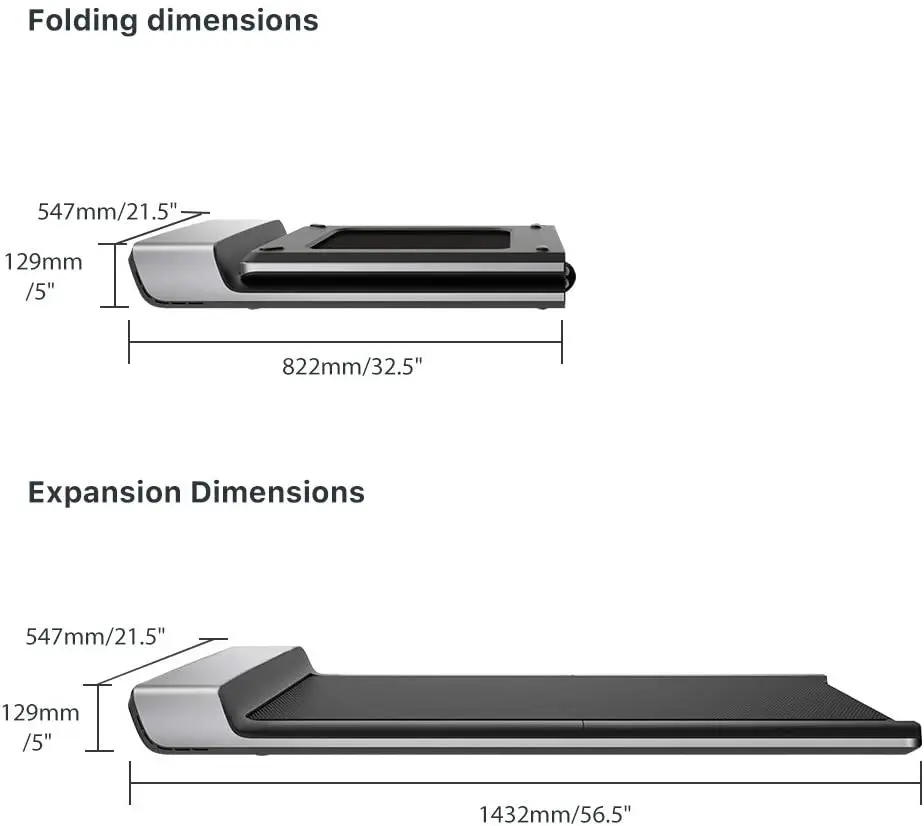 WalkingPad Folding Treadmill, Ultra Slim Foldable Treadmill Smart Fold Walking Pad Portable Safety Non Holder Gym and Run