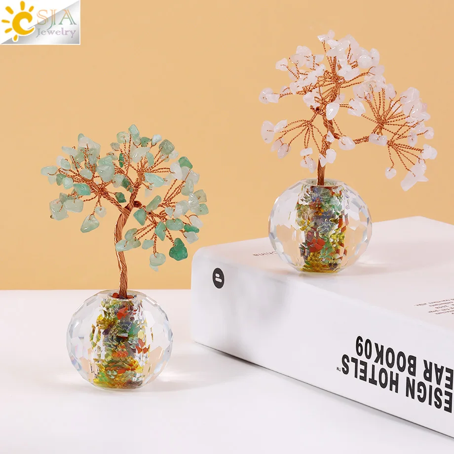 1PC Natural Crystal Money Tree Ornament Feng Shui Wealth Tree Healing Reiki Gem Stone  for Home Office Room Decoration H748