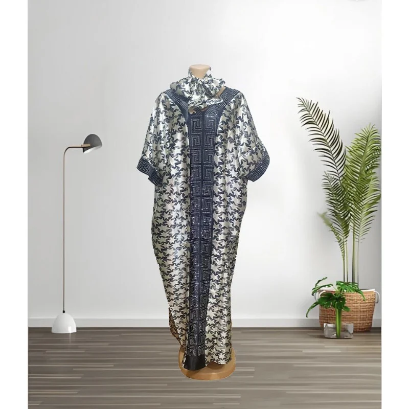 

Dashiki African Dresses for Women Autumn Fashion Short Sleeve V-neck Long Party Evening Long Maxi Dress Kaftan Muslim Abaya