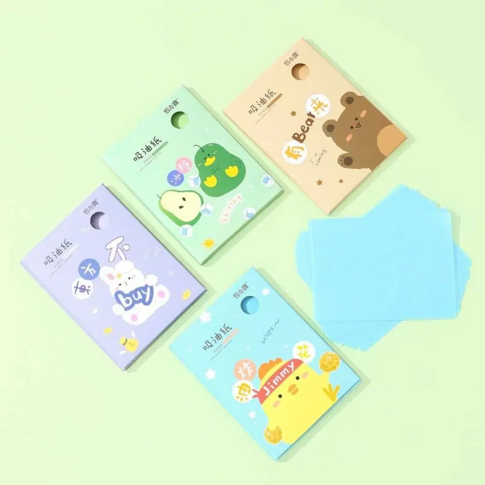 Cute Cartoon Facial Absorbent Paper Oil Removal Skin Care Facial Clean Paper Makeup Tool Portable Oil Control Film Perspire