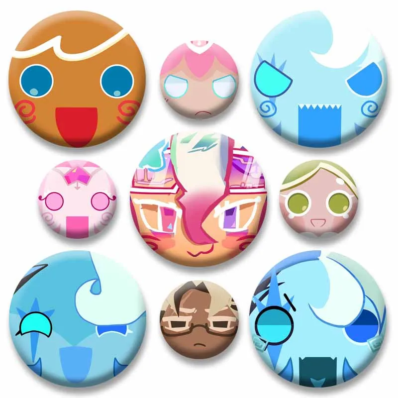 Funny Anime Game Cookie Run Kingdom Badge on Backpack Clothes Accessories Cartoon Lapel Pins Round Brooch Handmade Jewelry Gifts