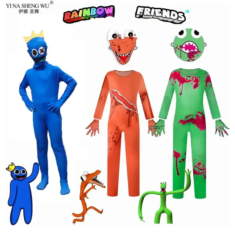 Disfraz de amigos arcoíris para niños, Cosplay de monstruo azul, juego de terror, mono de Halloween, Carnaval, fiesta de cumpleaños