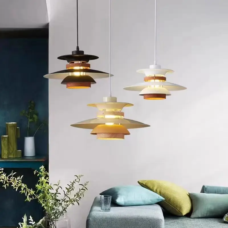 Lampe LED suspendue en noyer de styliste danois, rétro, pour étude, salon de thé, Restaurant, maison d'accueil, comptoir de Bar, lustre, éclairage intérieur, décor