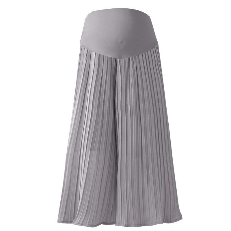 Versatile Slimming Maternity Pants Skirt Pleated Wide Leg Pants Female Summer Calf Length High Waist Loose Casual Trousers Skirt