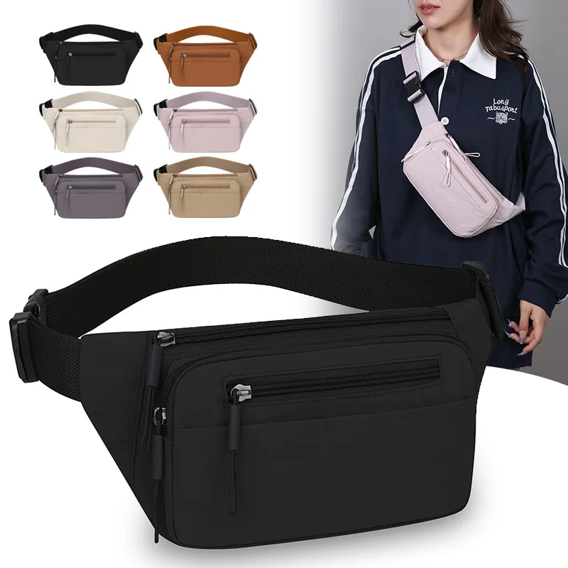 

Women's Waterproof Nylon Convertible Waist Pack with Adjustable Strap Large Capacity Crossbody Chest Bag for Outdoor Activities