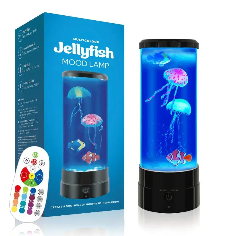 

1pcs 12Inch Jellyfish Light Led Remote Control USB Night Light Ambient Home Bedroom Bedside Lamp Water Bubble Fish lamp