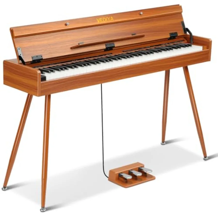 

88 Key Weighted Digital Piano Keyboard with Wood Desk for Home Use Brown Hammer Action Electric Piano with MIDI Ideal for Begin