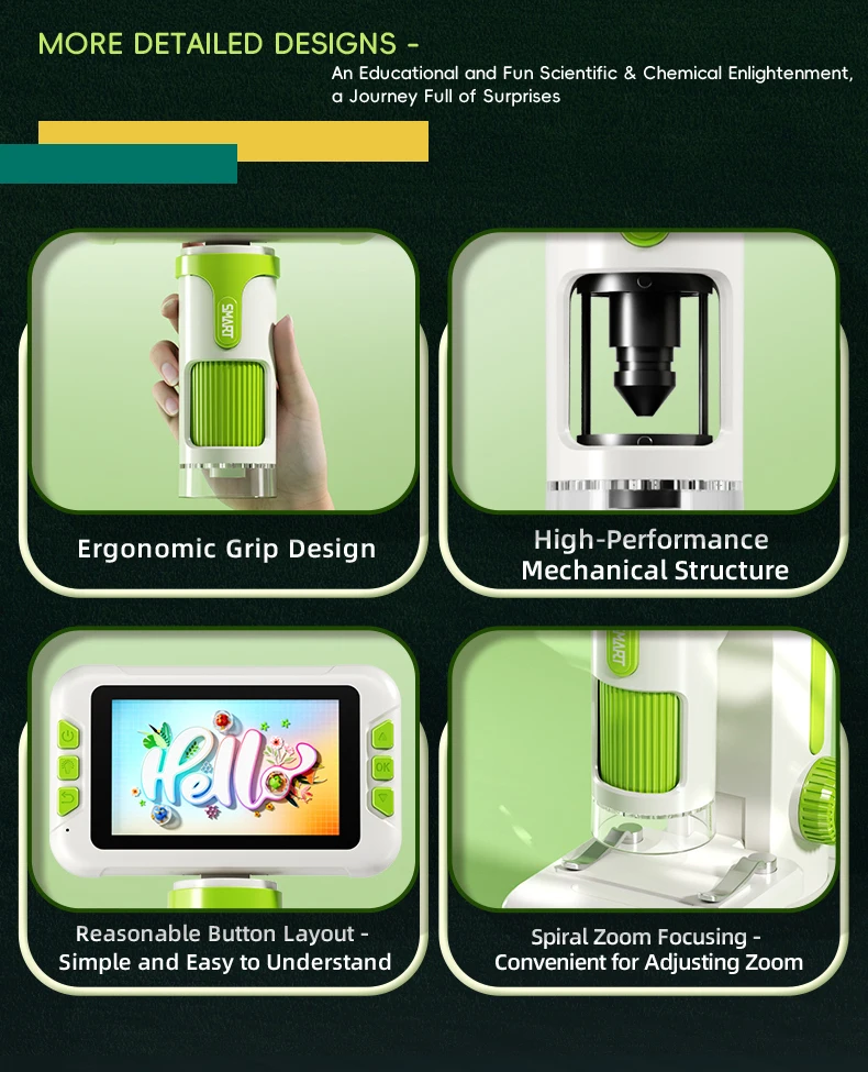 HD Biology Microscope Children Handheld Digital Magnifier Science Experiment Multifunctional Teaching Aid Kid Educational Toy