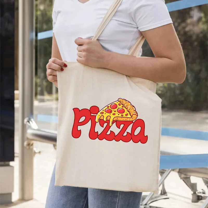 Love pizza cuisine, niche design patterns, student canvas bag, portable for work, simple bento bag, canvas bag, gift bag