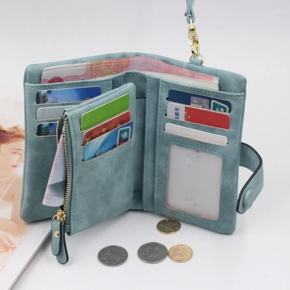 

Women's Short Frosted Wallet Korean Version Student Small Fresh Cute Tri-fold Multi Cardslot Zero Wallet Multifunctional Wallet
