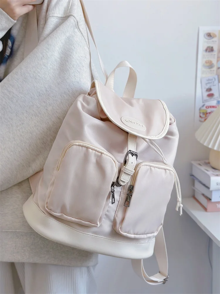 

Adorable Korean Sle Casual Versatile Dual oulder Bag Retro Bapa Sweet School Girl Design Polyester Waterproof