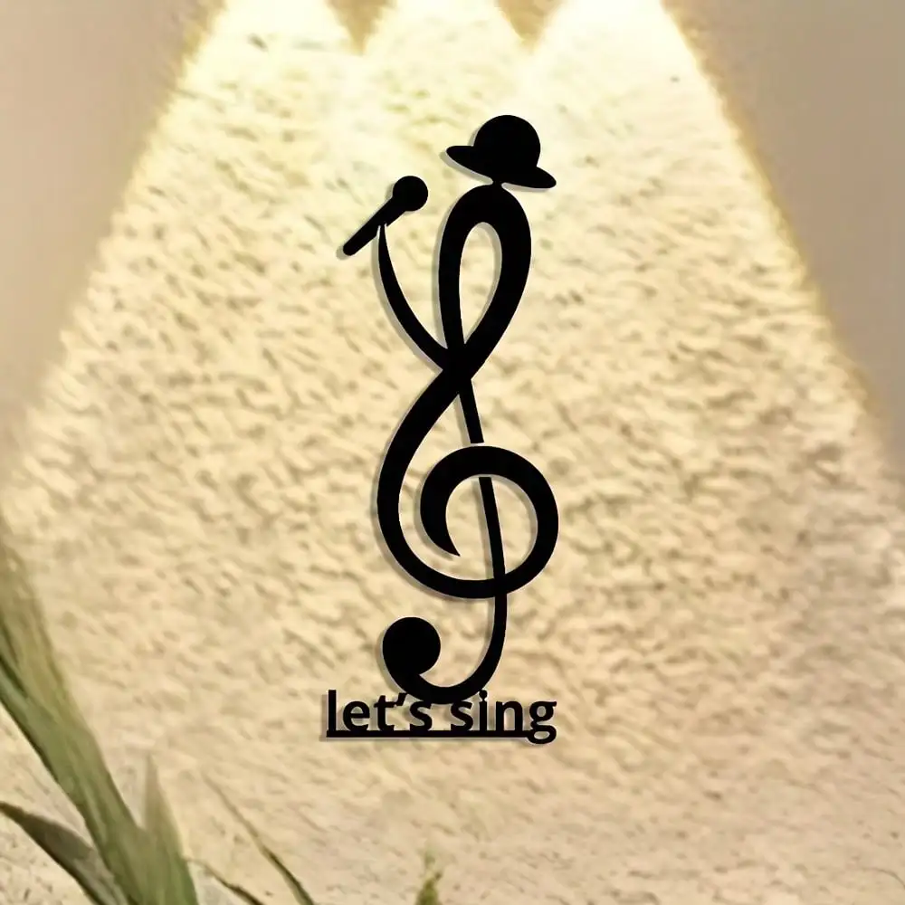 Let's Sing Music Note Iron Wall Art Removable Metal Decor Farmhouse Cafe Christmas Halloween New Year Gift Ornament