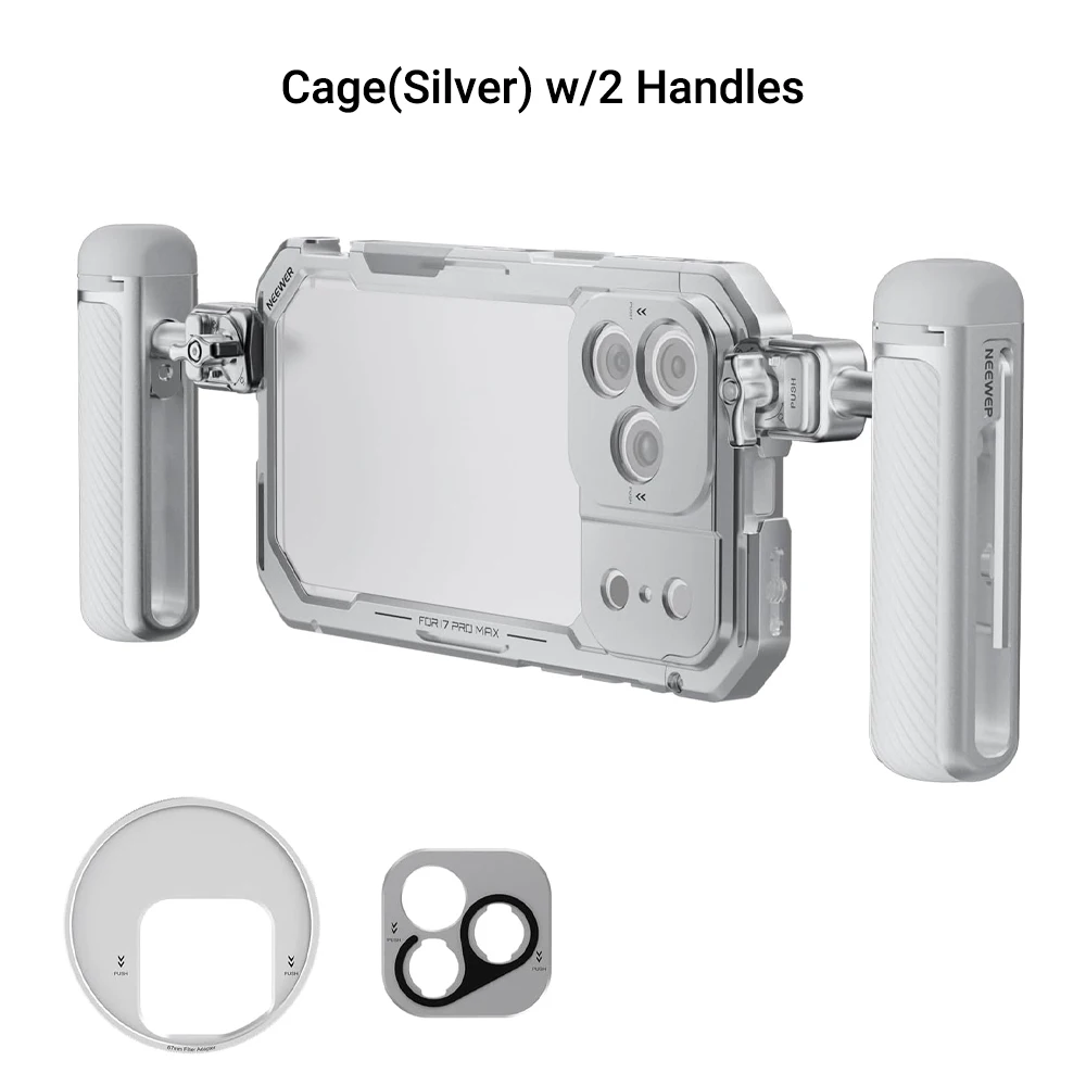 NEEWER Telefoon Cage Kit voor iPhone 17 Pro/Pro Max, Videorig Stabilisator Accessoires met 67mm Filterring, 17mm Lens Achterplaat