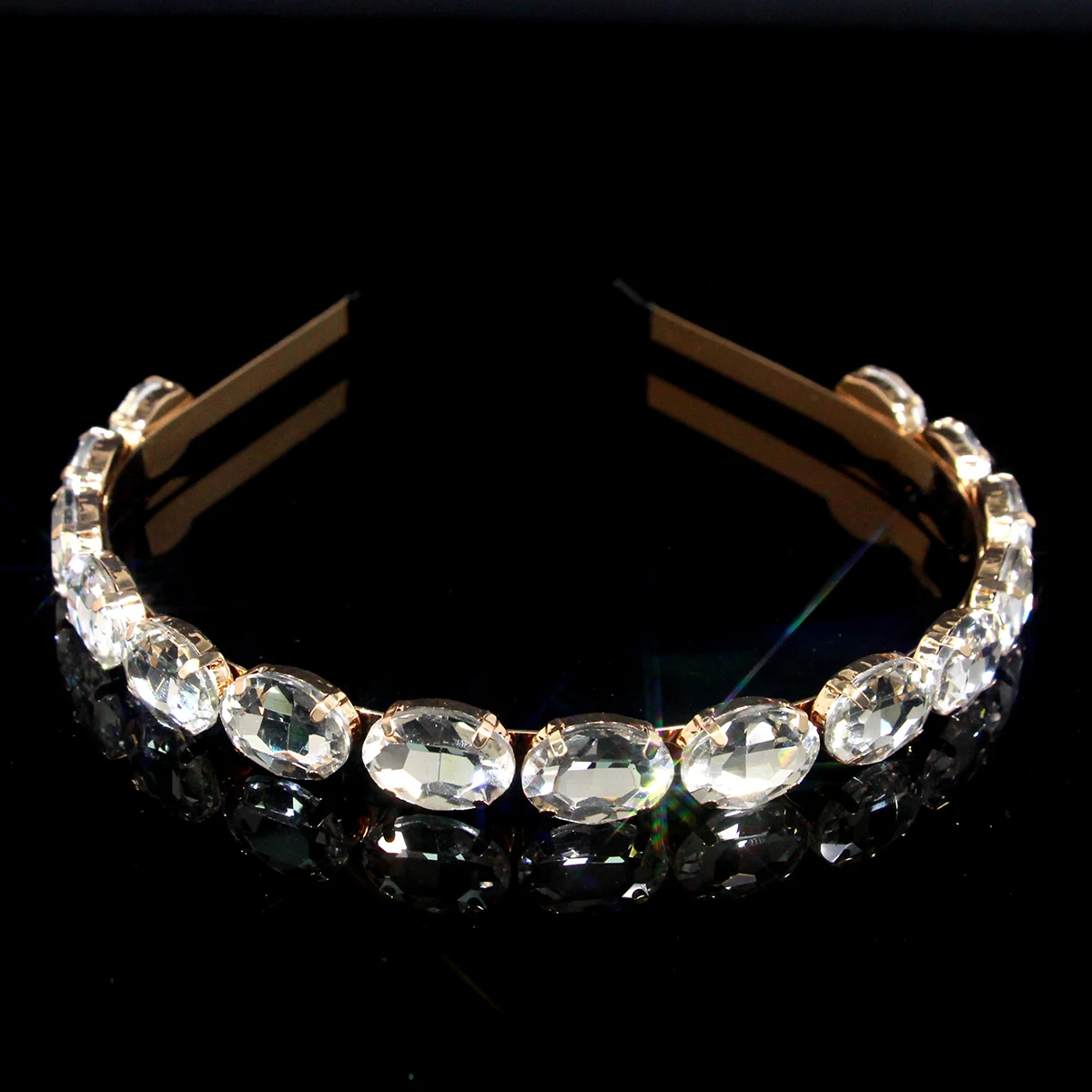 AINAMEISI Luxury 3 Colors Oval Crystal Hairband Sparkly Rhinestone Baroque Silver Plated Headband Fashion Women Hair Accessories