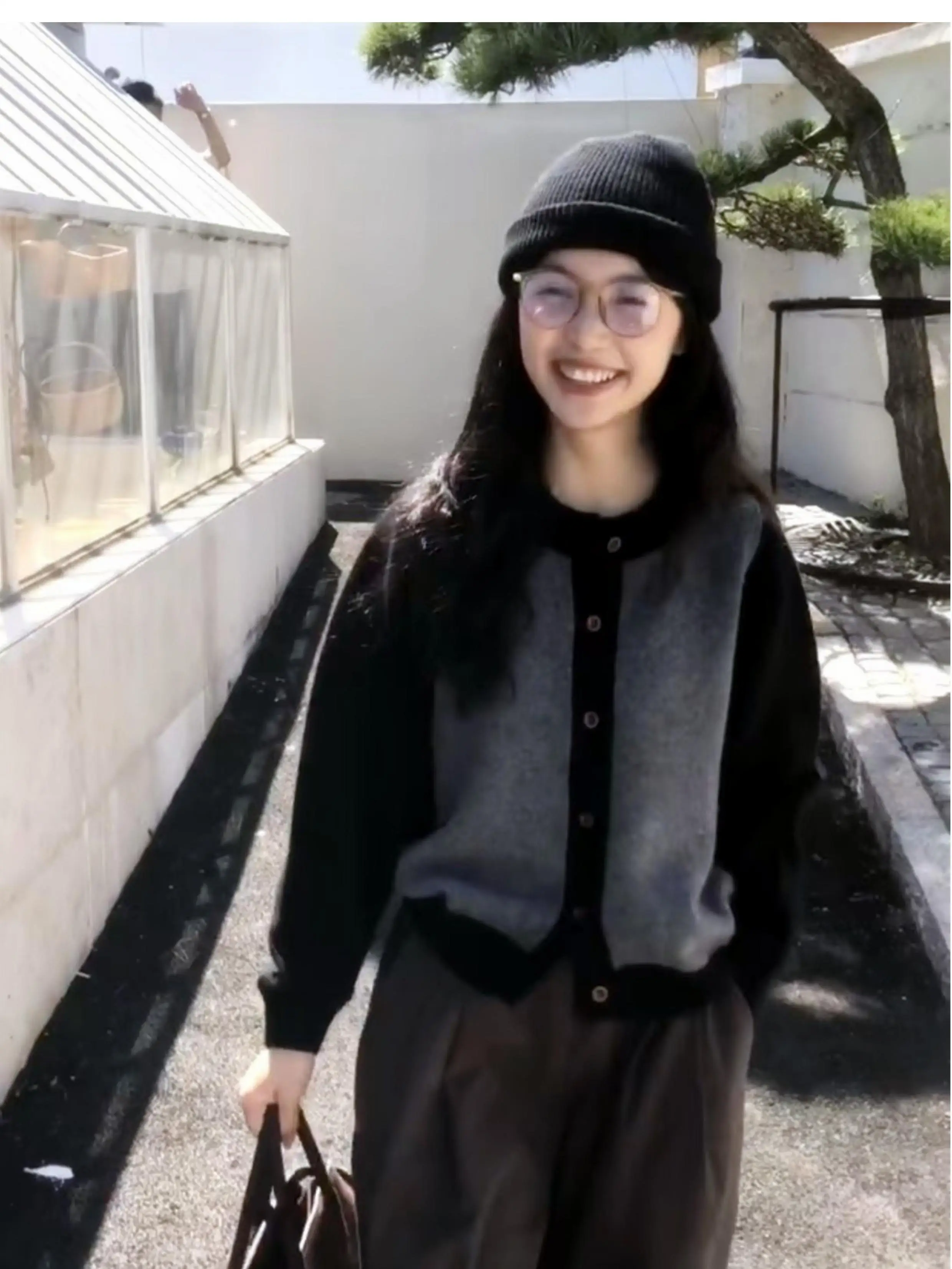 Dames herfst- en winterjas van kasjmier met ronde hals, luie wind, losse gebreide jas in westerse stijl