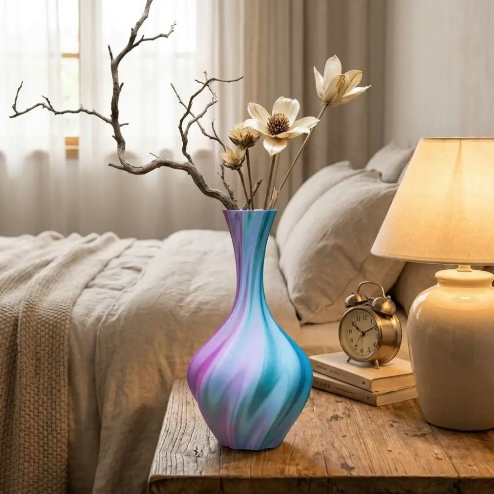 Twisted Design 3D Printed Flower Vases Flower Arrangement Gradient Color Decorative Flowerpot Plant Pot