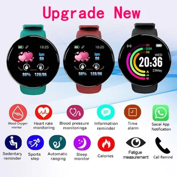 D18 Smart Bracelet Color round Screen Heart Rate Blood Pressure Sleep Monitor Walking Exercise Fitness Smart Watch