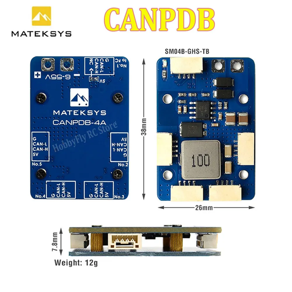 MATEKSYS MATEK CANPDB W/ 4A BEC & JST-GH SPLITTER 6V to 55V 2-12S CAN PDB For RC FPV Drone Parts