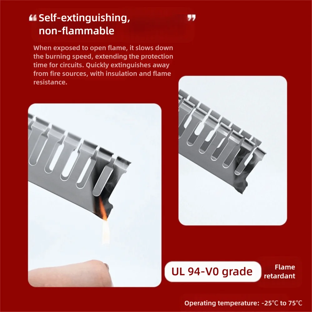 U자형 200cm PVC 배선 덕트 난연성 절연 전원 코드 레이스웨이 책상 아래 케이블 관리 배포 캐비닛