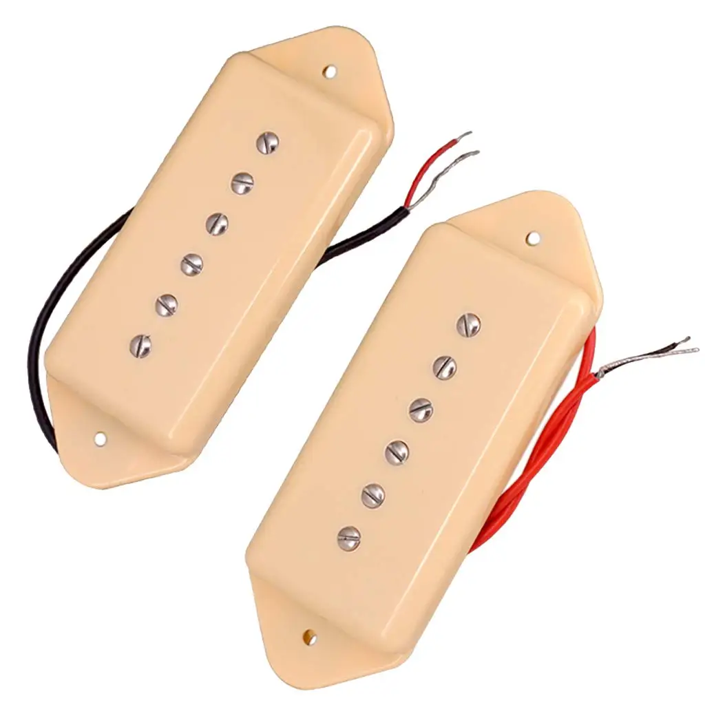 2Pcs Electric Guitar Pickups P90 Dog Ear Style Single Coil Pickups (Neck & Bridge) for EPI LP Electric Guitar Silver/Yellow/BK