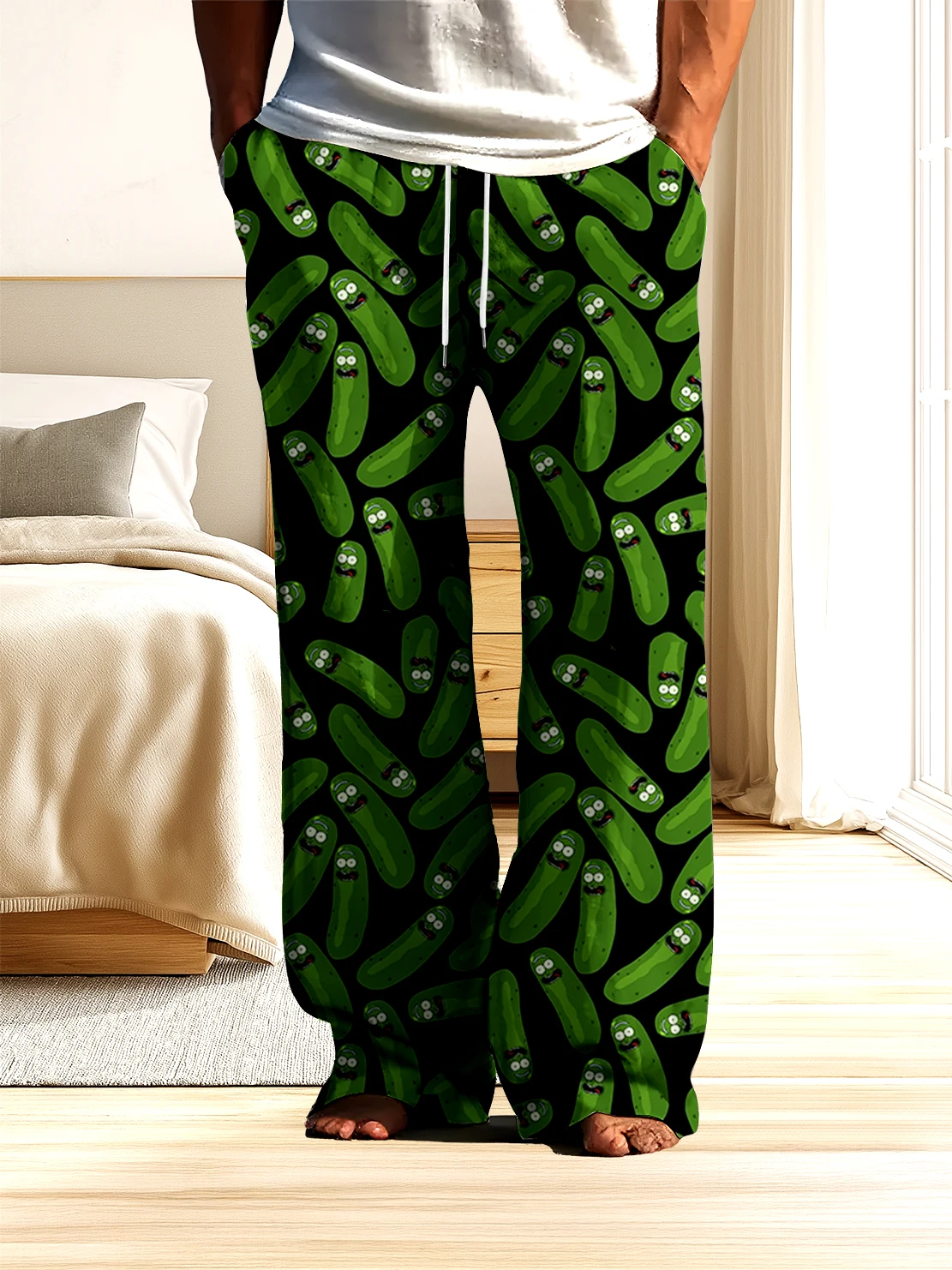Men's Shorts Pants with 3D Digital Printed Cucumber Pattern, Men's Street Casual Pants Dry Quickly Without Fading Casual Pants