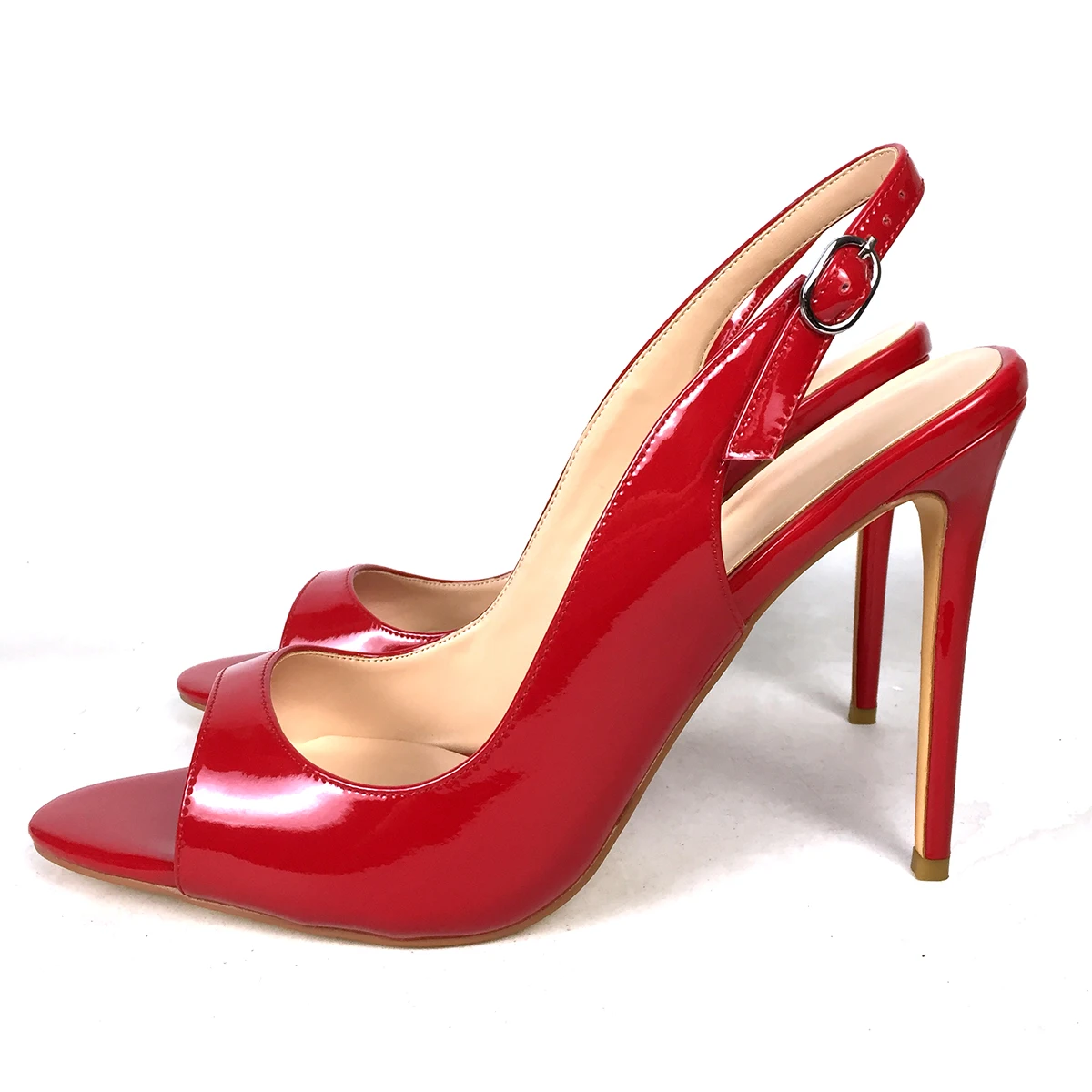 Women Peep Toe High Heel Sandals Slingback Stiletto Heels Sexy Patent Leather Party Wedding Dress Shoes view 2