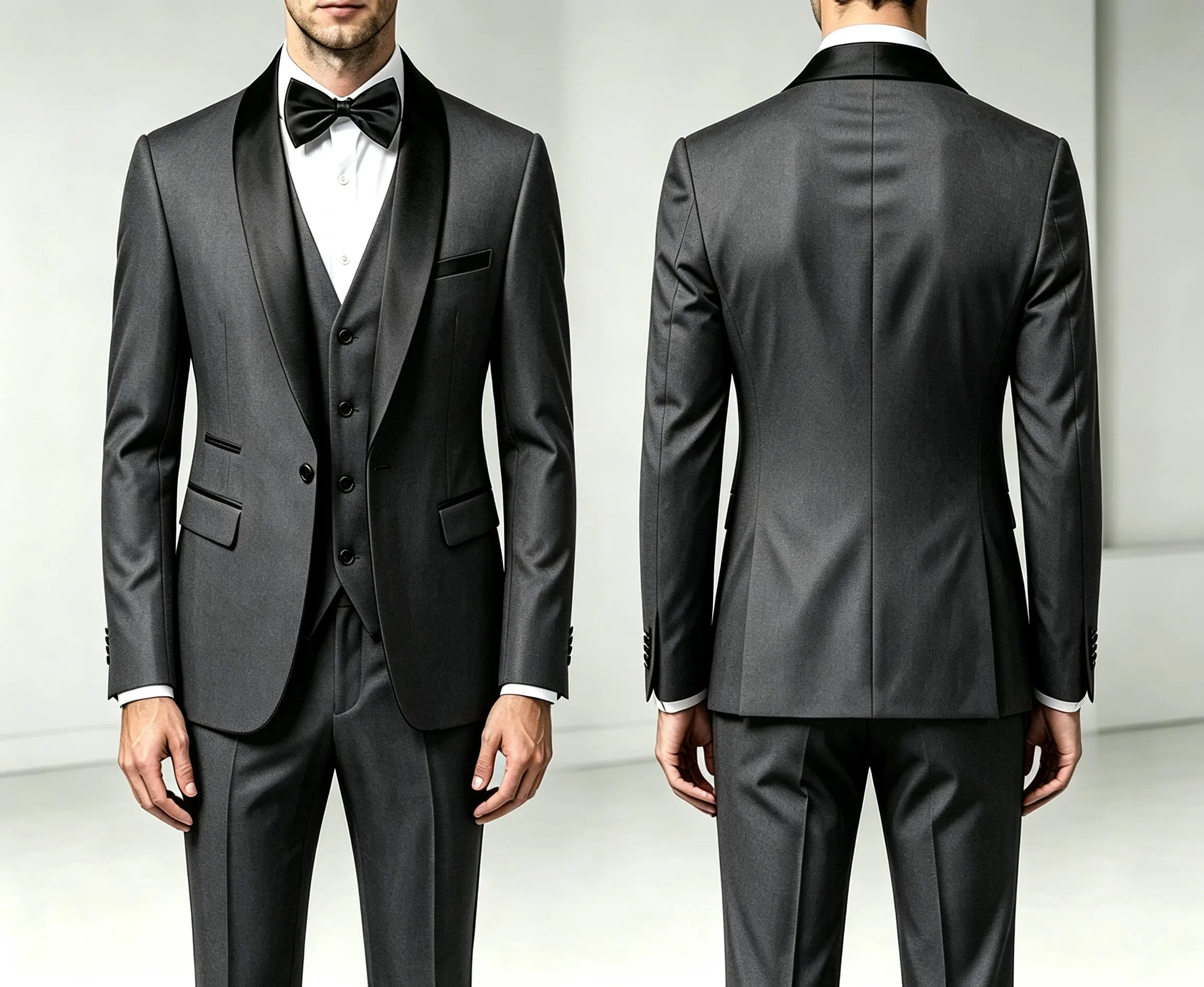 Traje de 3 Piezas para Hombre con Chaleco y Pantalones Largos, Corte Simple, Estilo Chal, para Bodas, Banquetes, Fiestas y Eventos de Negocios