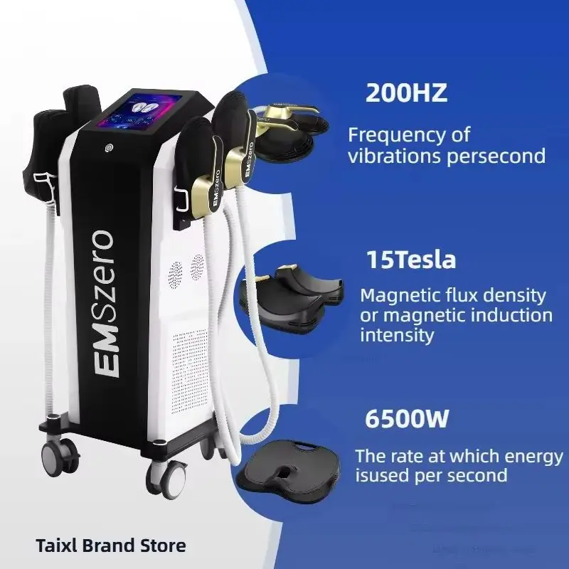 EMSzero Neo 6500W High Power 4 RF Handles Hi-emt Body Sculpt 6500W 200HZ Body Muscle Stimulate Machine