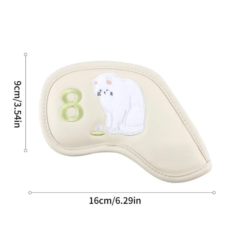 

A0KA 9Pcs Golf Club Cover Golf Iron Head Cover Golf Rod Head Protector Cats Pattern