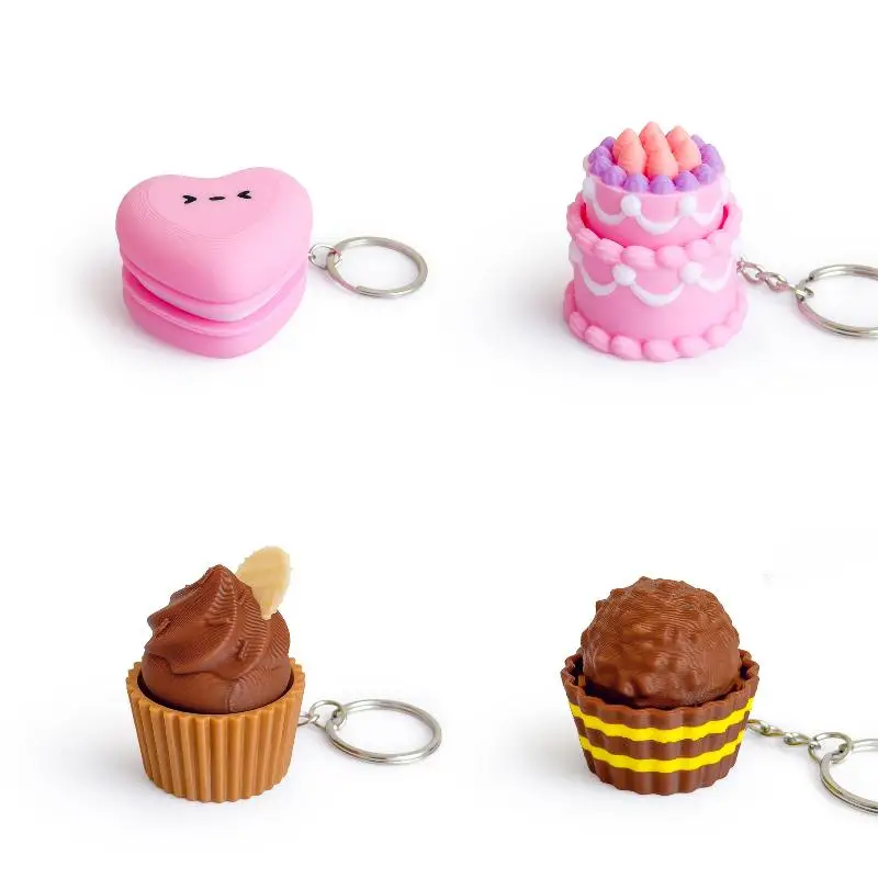 【AD】Llavero Clicker de Alimentos Impresos en 3D, Colgante Clicker de Simulación de Pastel y Chocolate, Llavero Desestresante, Colgante para Bolsa, Juguete Antiestrés
