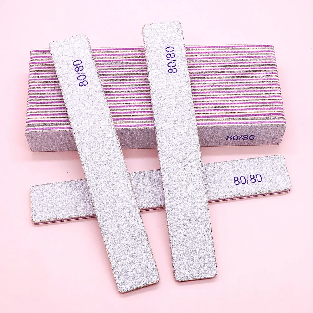 5Pcs Professional Nail Files 80/80 100/180 Grit Washable Strong Sandpaper Nails Art File Reusable Buffering Files Manicure Tools