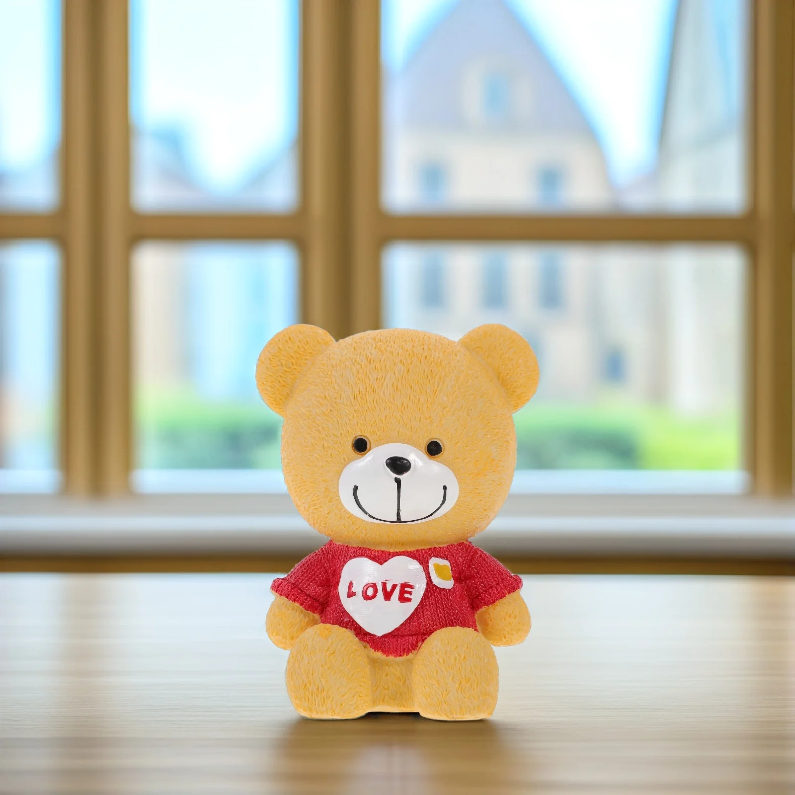 

1pc Bear-shaped Piggy Resin Material Red Girls Saving Coin Banks Resin Piggy Bank Birthday Gift Christmas Decor