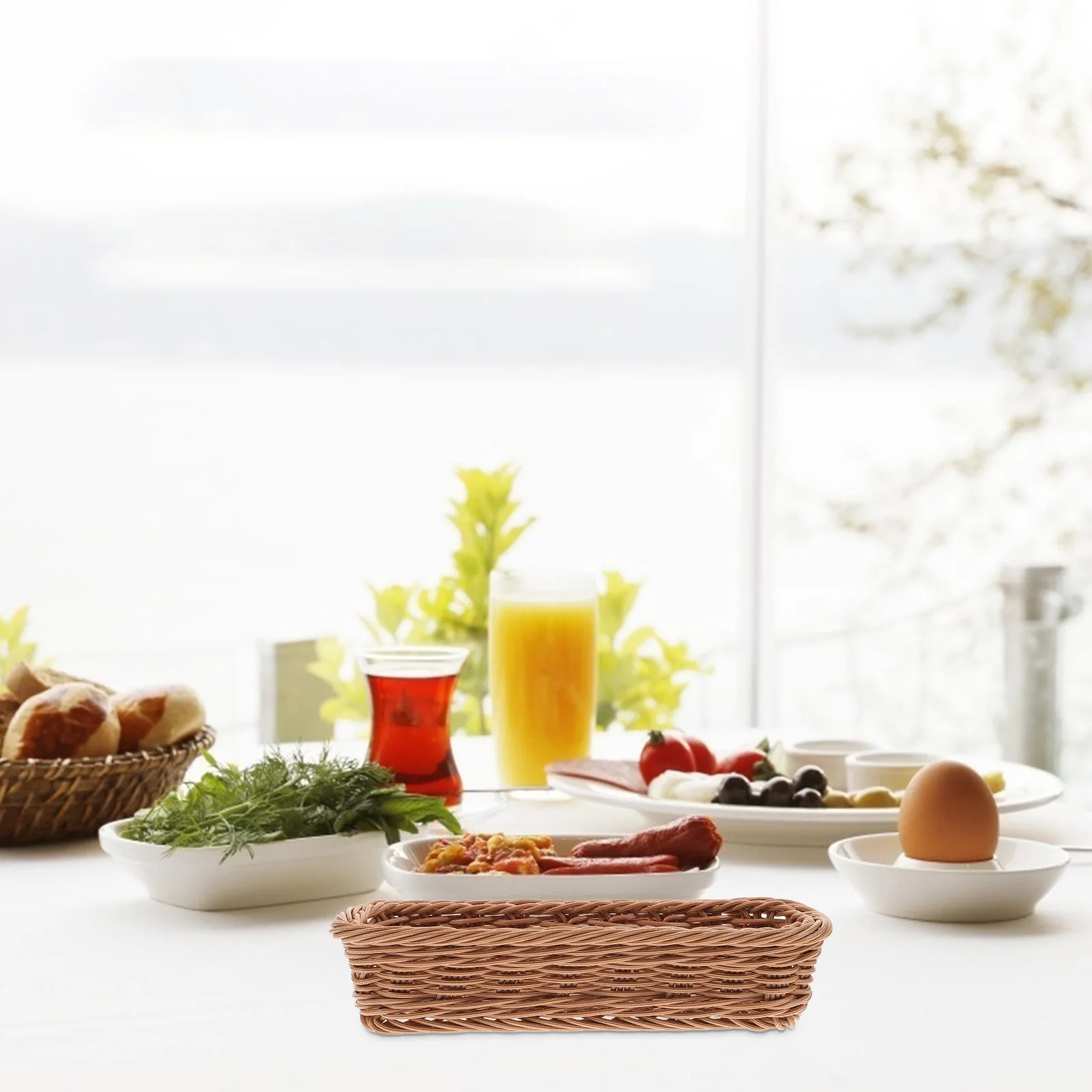 

Imitation Rattan Storage Baskets Woven Basket Mothproof Anti Moisture Household PP Sundry ganizer For Kitchen Living