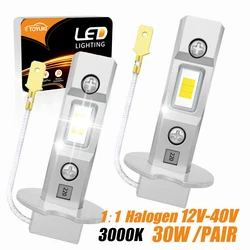 TOYUKI 2 adet H3 Led ampul tak ve çalıştır sis lambası 12V ila 40V 1:1 boyutu araba Led lamba far DRL 6000K 3000K beyaz sarı