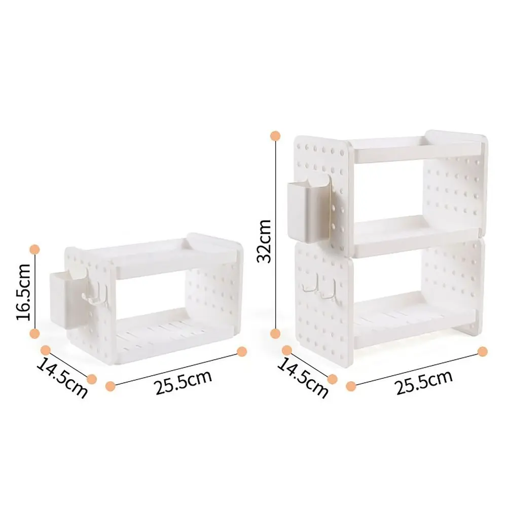 Hole Board Hooks Storage Rack Multi-functional Large Capacity Storage Box Plastic Double Layer Makeup Organizer Bathroom