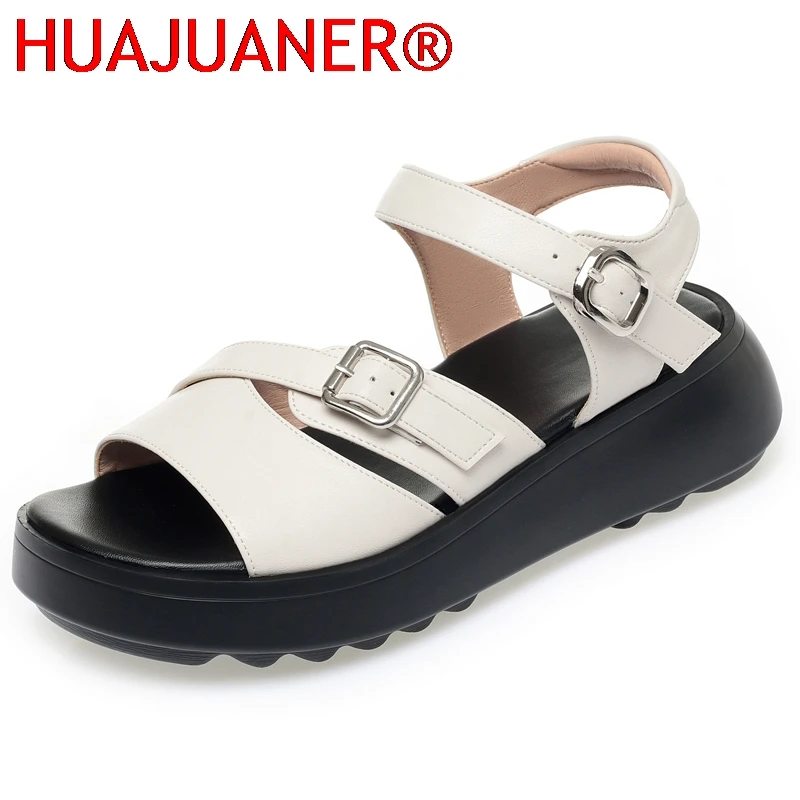 HUAJUANER Women's Sandals 2026 New Platform Non-slip Roman Female Sandals Large-size Summer Beach Shoes For Women