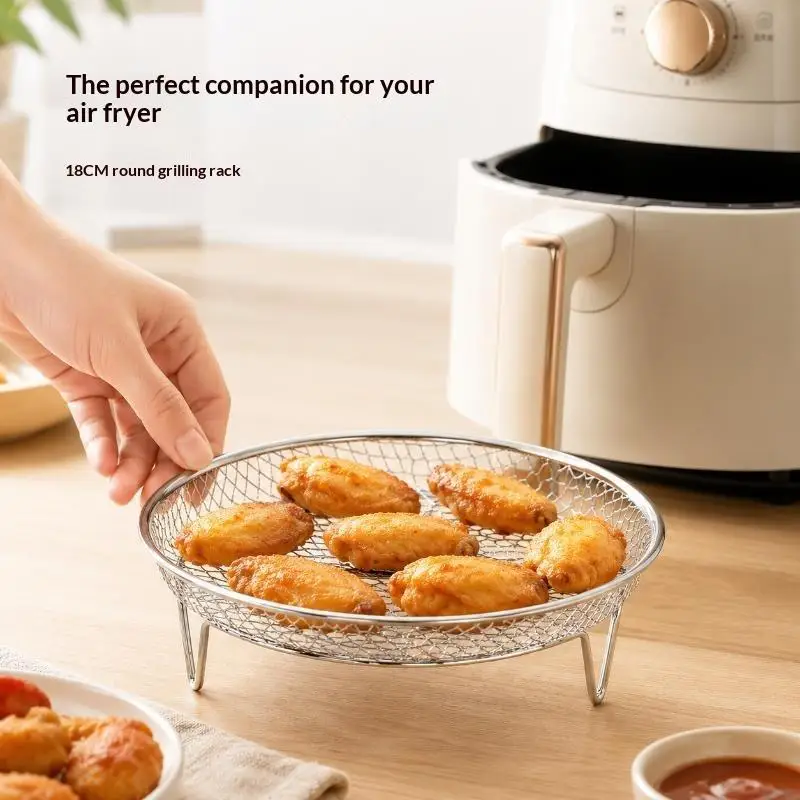 Hot Sale Home Stainless Steel Air Fryer Grill Rack No Flipping Required Easy To Clean Filters For Draining Water And Oil