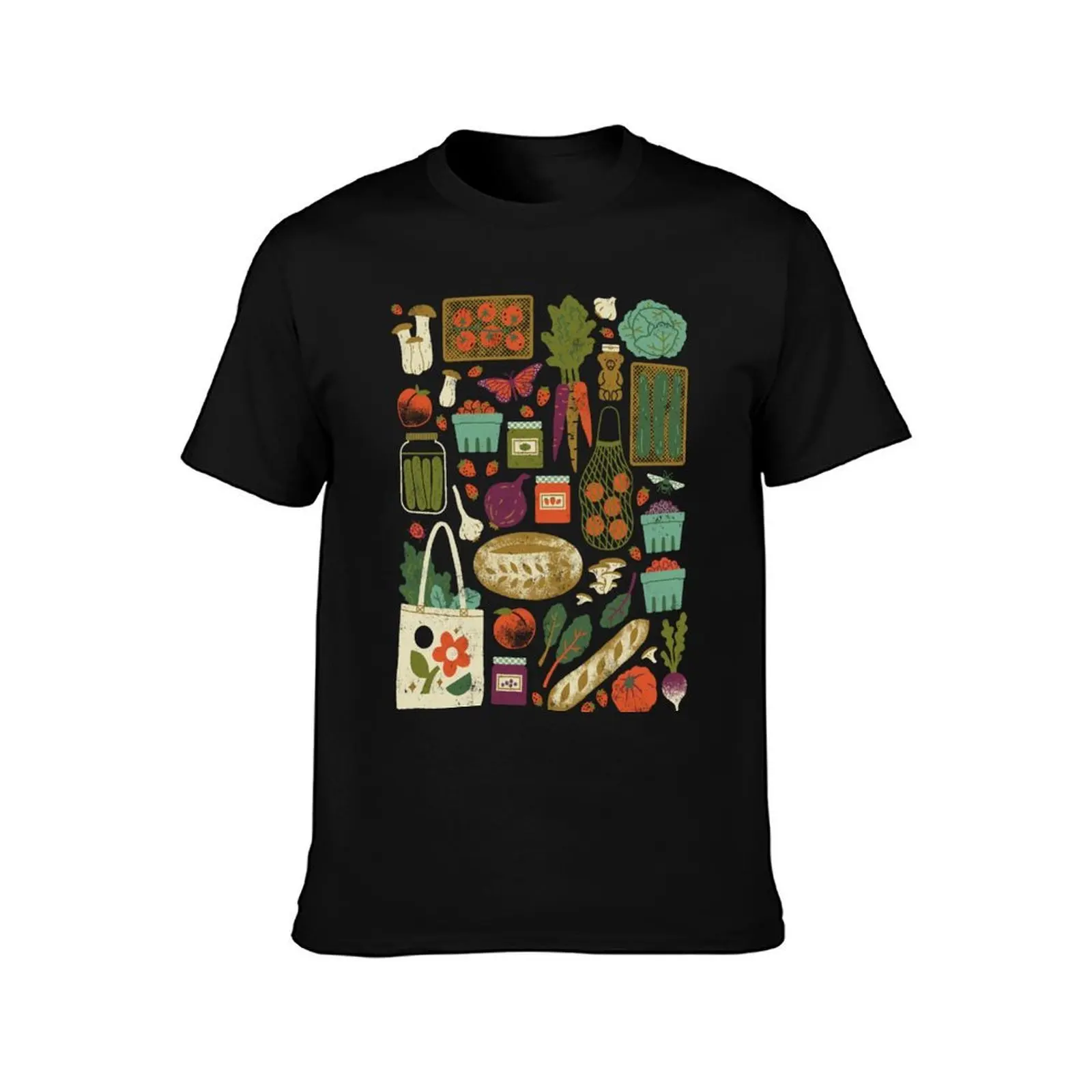 Farmers Market T-Shirt, Summer Casual Cotton Tee, Oversized Streetwear Tops, Vintage Graphic Print, Loose Fit Short Sleeve