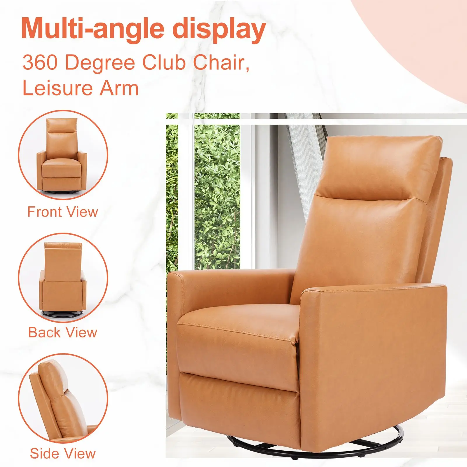 Single brown manual recliner wind back sofa