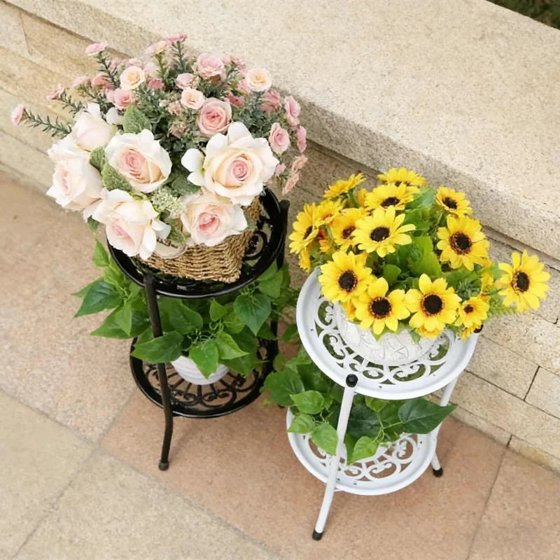 Metal multi-layer floor-standing decorative shelf for succulents and green plants, suitable for living room and balcony, with fl