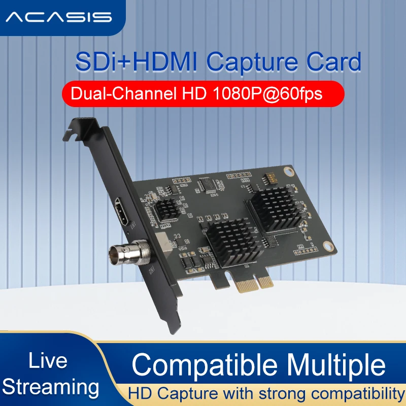ACASIS HD Capture Card SDI/HDMI-compatible PCIE 1920*1080P 60FPS Capture Record Image for PS5/NS/Computer Live Streaming
